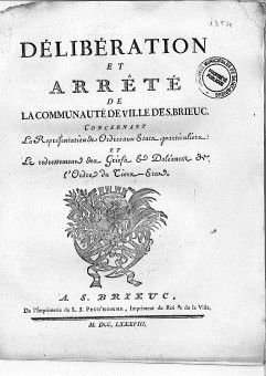 Cahier de doléances de St Brieuc, 1788
